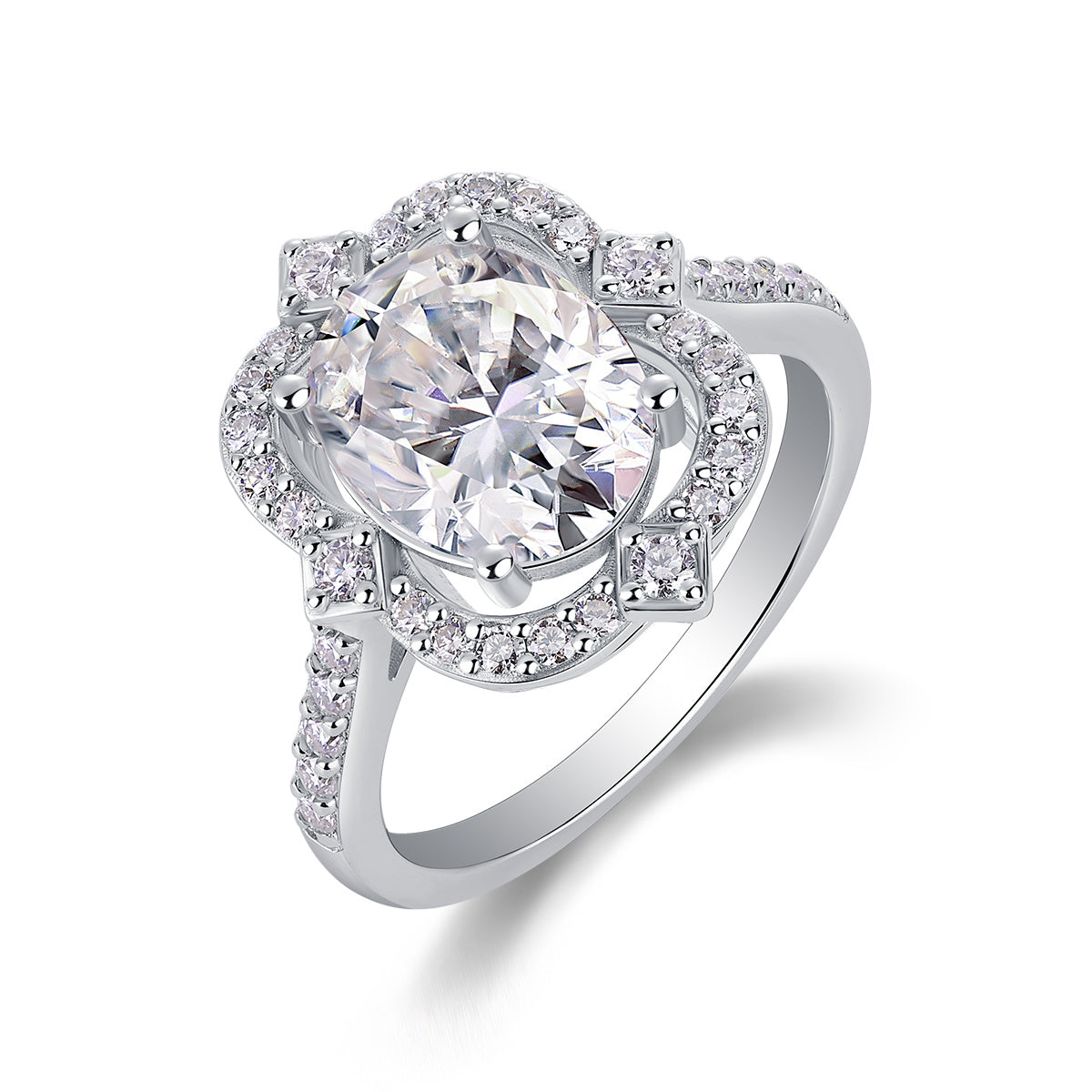 Camellia - A Fashionable Jewelry Ring Set With Moissanite S925 Sterling Silver And Gold-plated Diamond