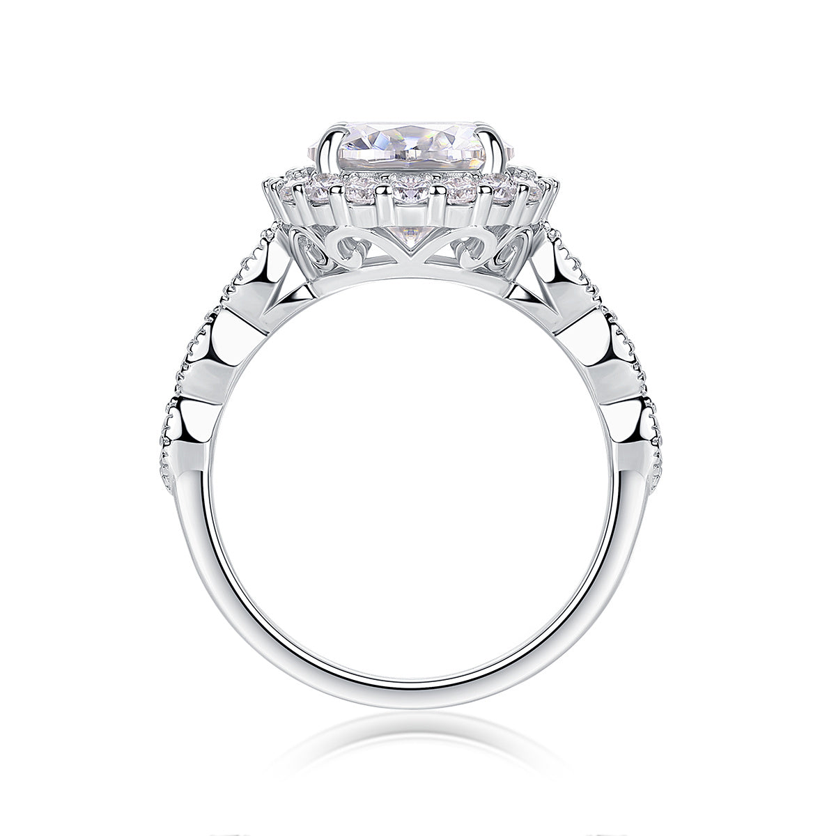 Starlight Shining - A Fashionable Jewelry Ring Set With 3-carat Moissanite S925 Sterling Silver And Platinum-plated Diamond