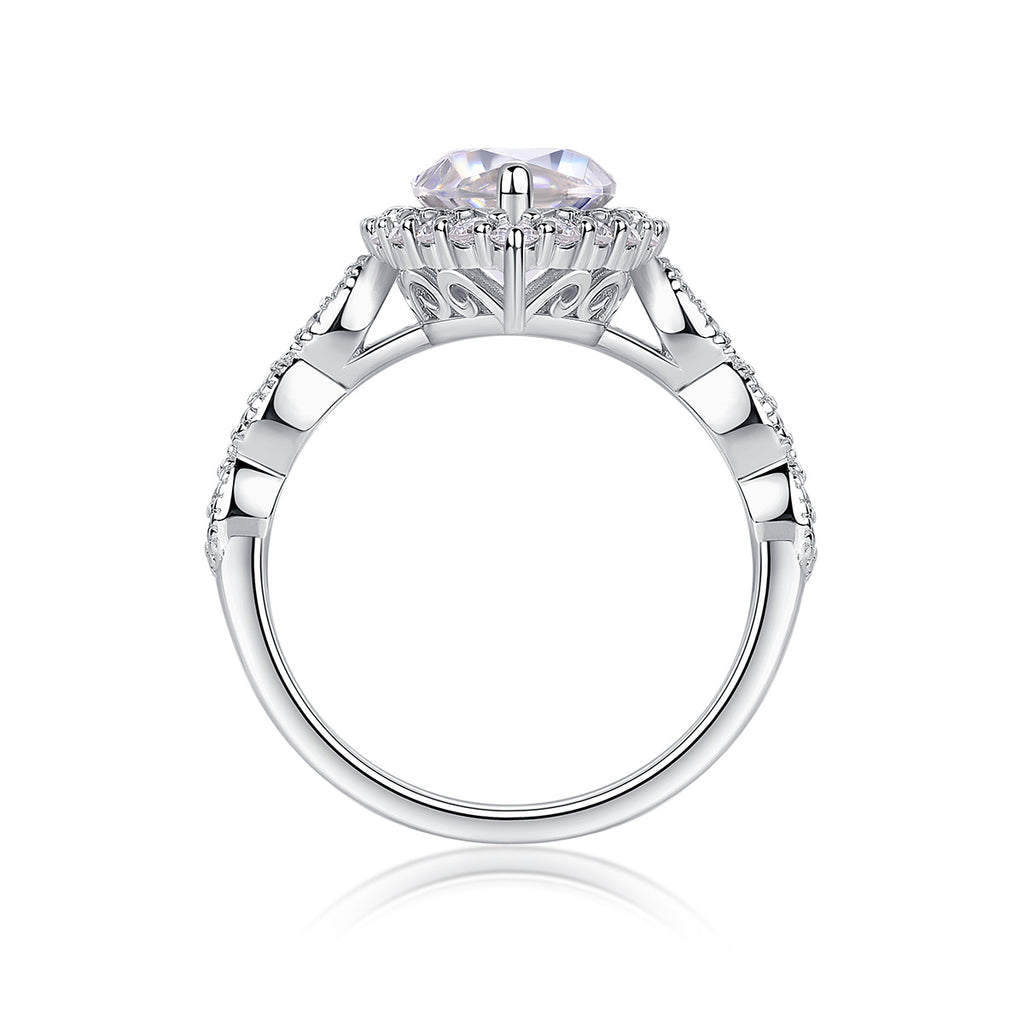 Starlight Craze - A Fashionable Diamond Jewelry Piece Set With Moissanite S925 Sterling Silver And Platinum Diamond Ring