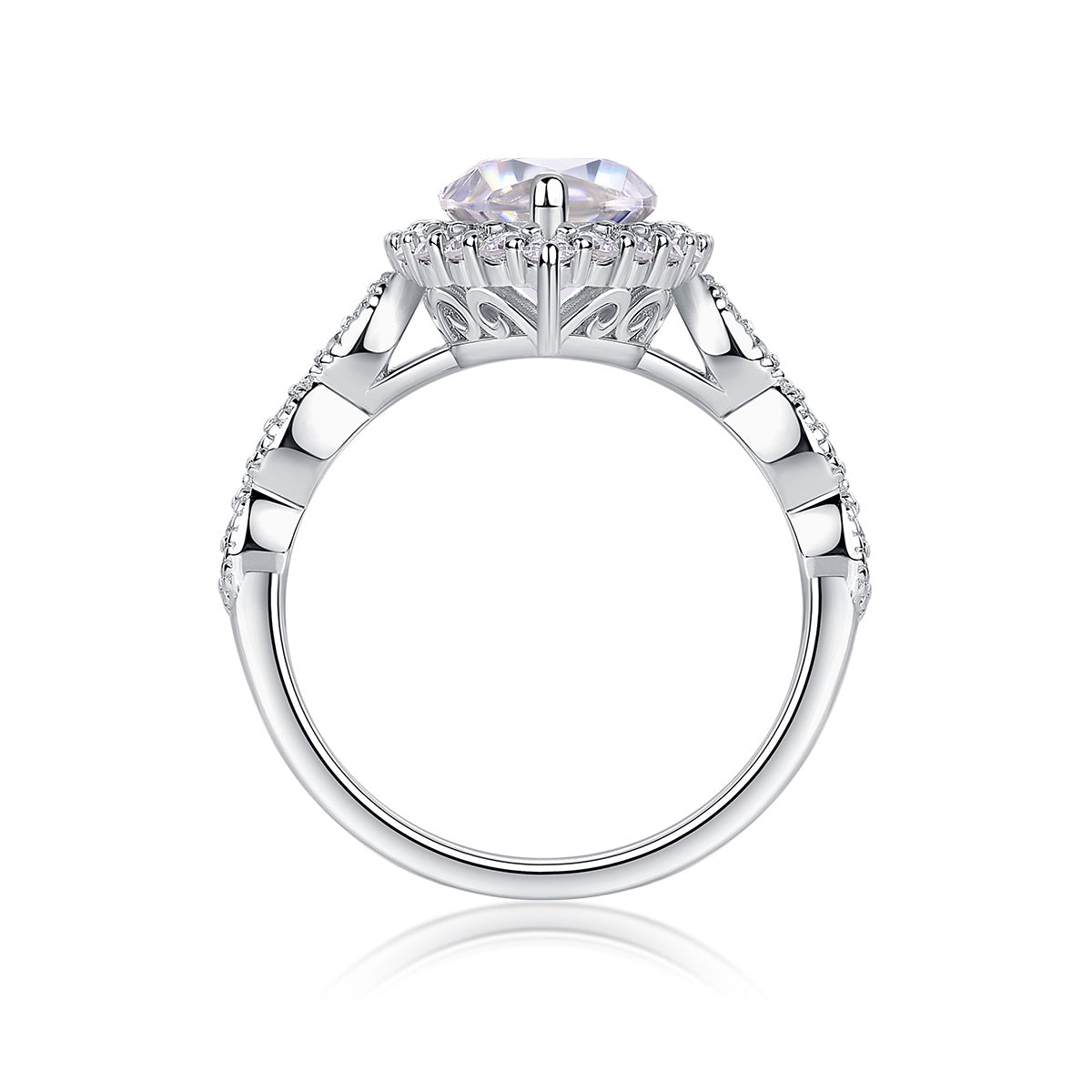 Starlight Craze - A Fashionable Diamond Jewelry Piece Set With Moissanite S925 Sterling Silver And Platinum Diamond Ring