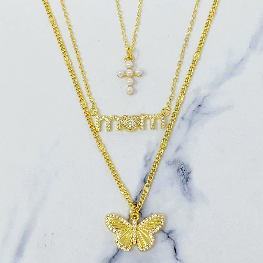 Shell Pearl Cross Necklace