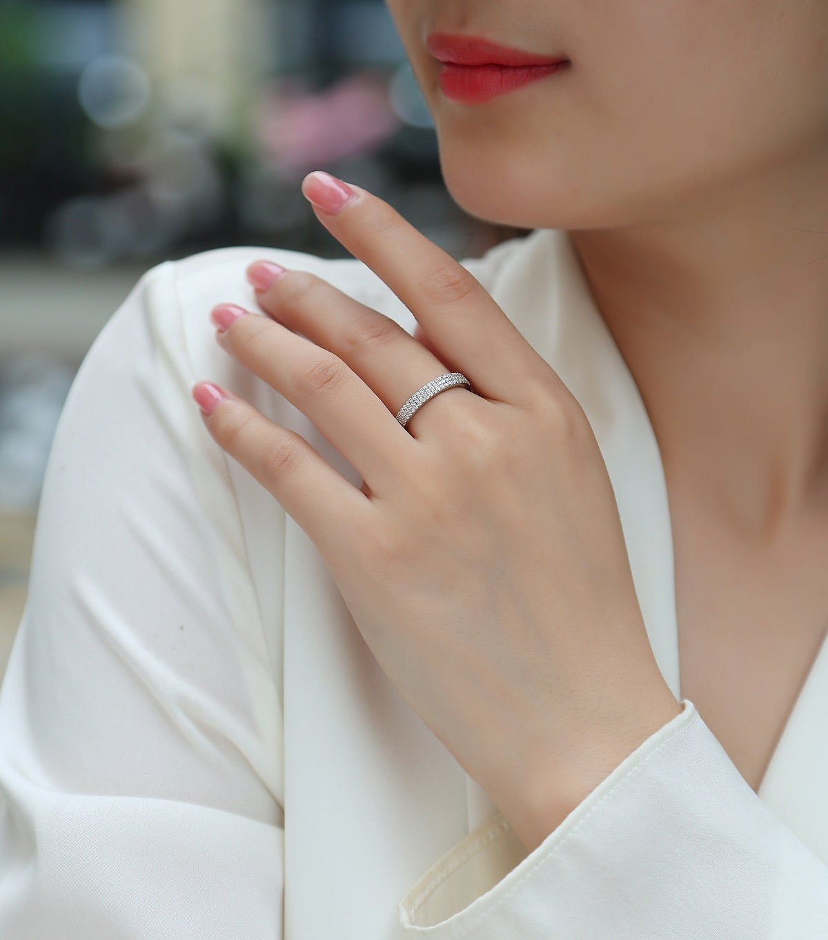 Light Up The Moments - A Fashionable Jewelry Ring Set With Moissanite S925 Sterling Silver And Platinum-plated Diamond