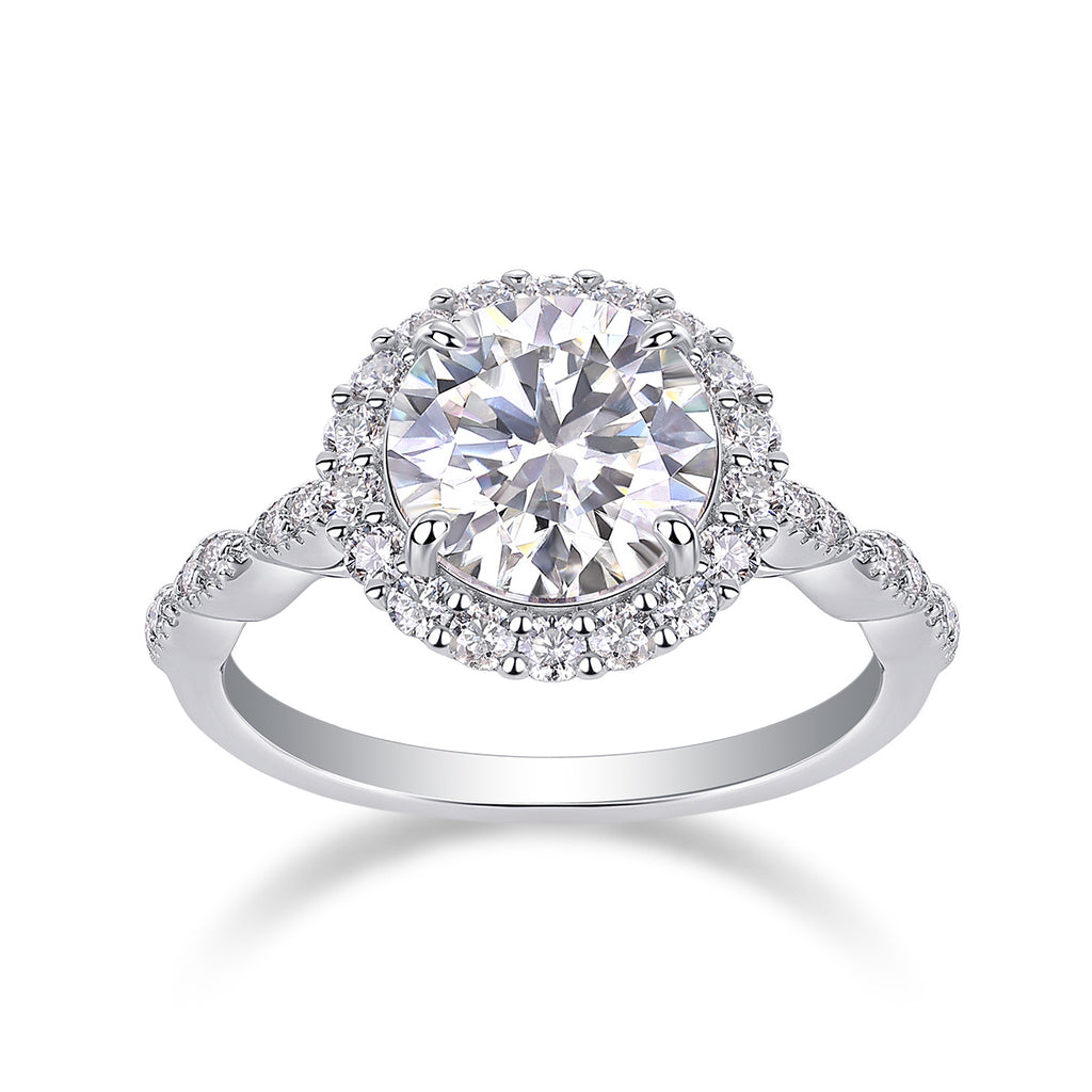Starlight Shining - A Fashionable Jewelry Ring Set With 3-carat Moissanite S925 Sterling Silver And Platinum-plated Diamond