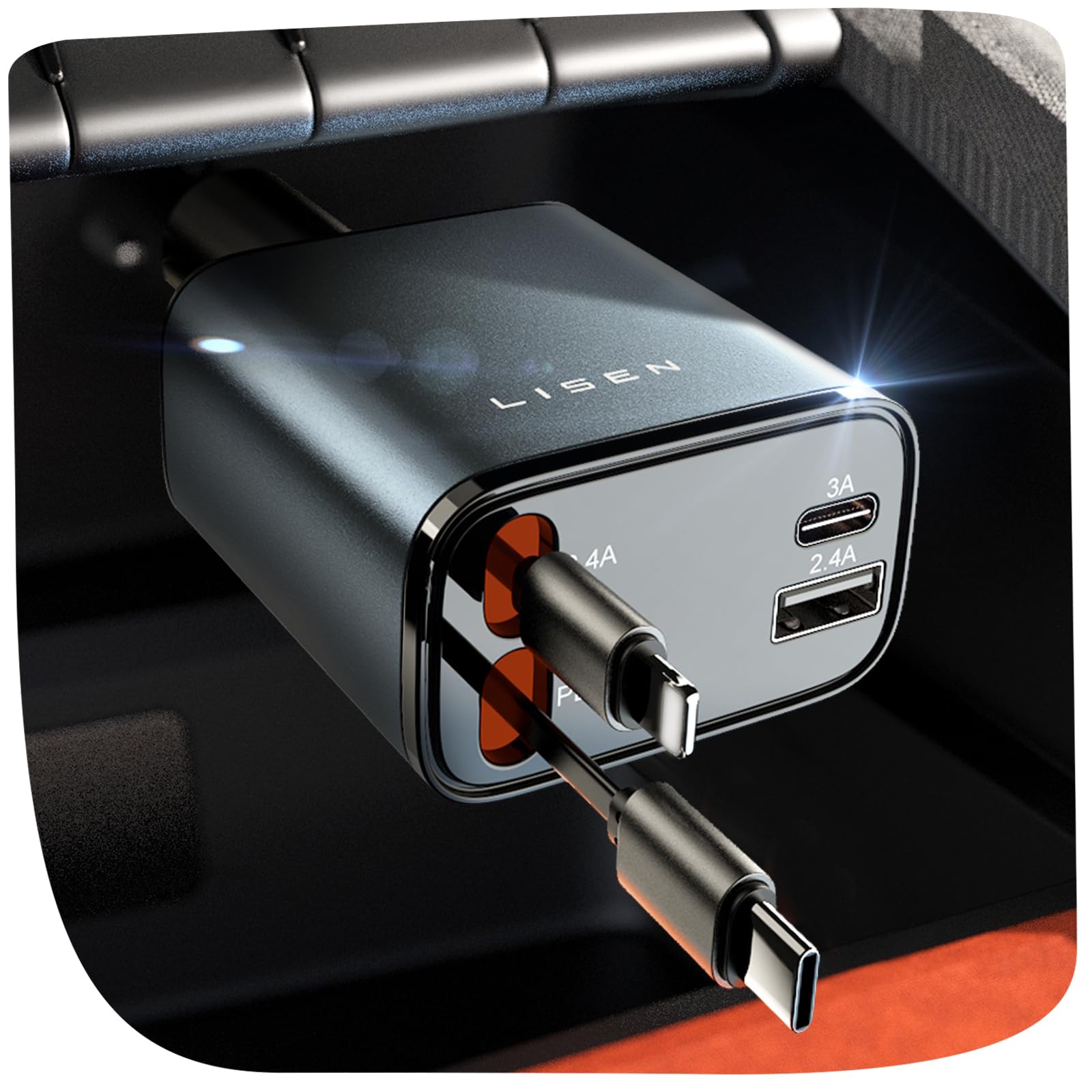 Retractable Car Charger [69W USB C Car Charger