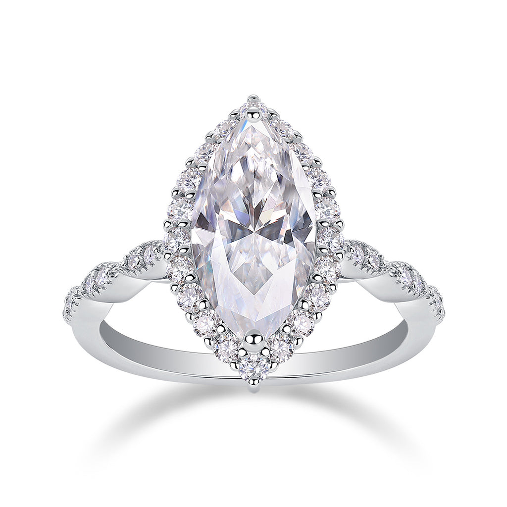 Starlight Craze - A Fashionable Diamond Jewelry Piece Set With Moissanite S925 Sterling Silver And Platinum Diamond Ring