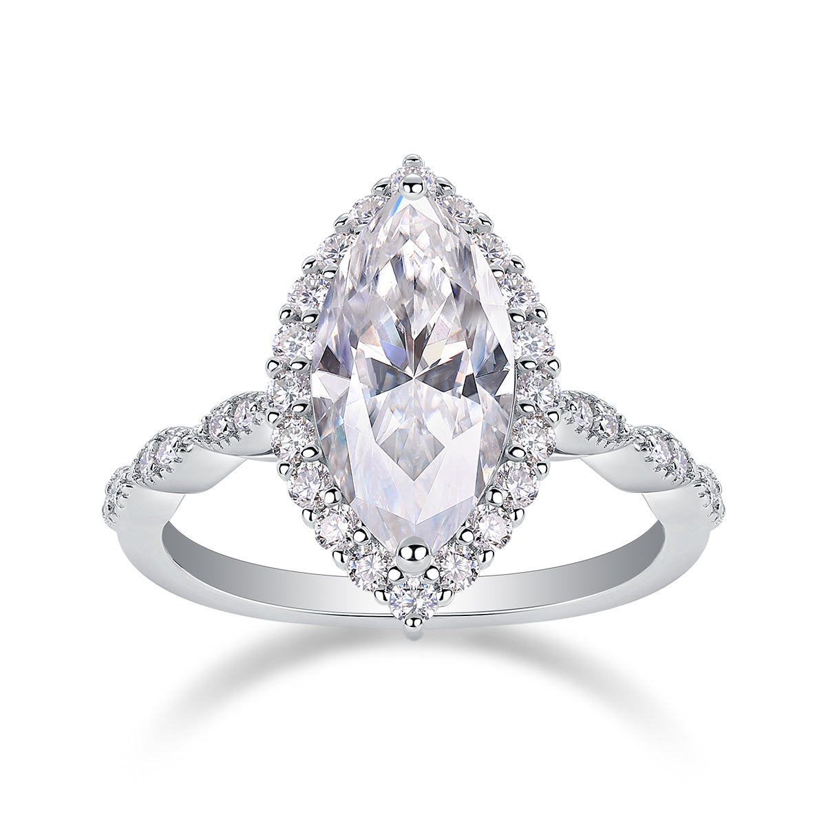 Starlight Craze - A Fashionable Diamond Jewelry Piece Set With Moissanite S925 Sterling Silver And Platinum Diamond Ring