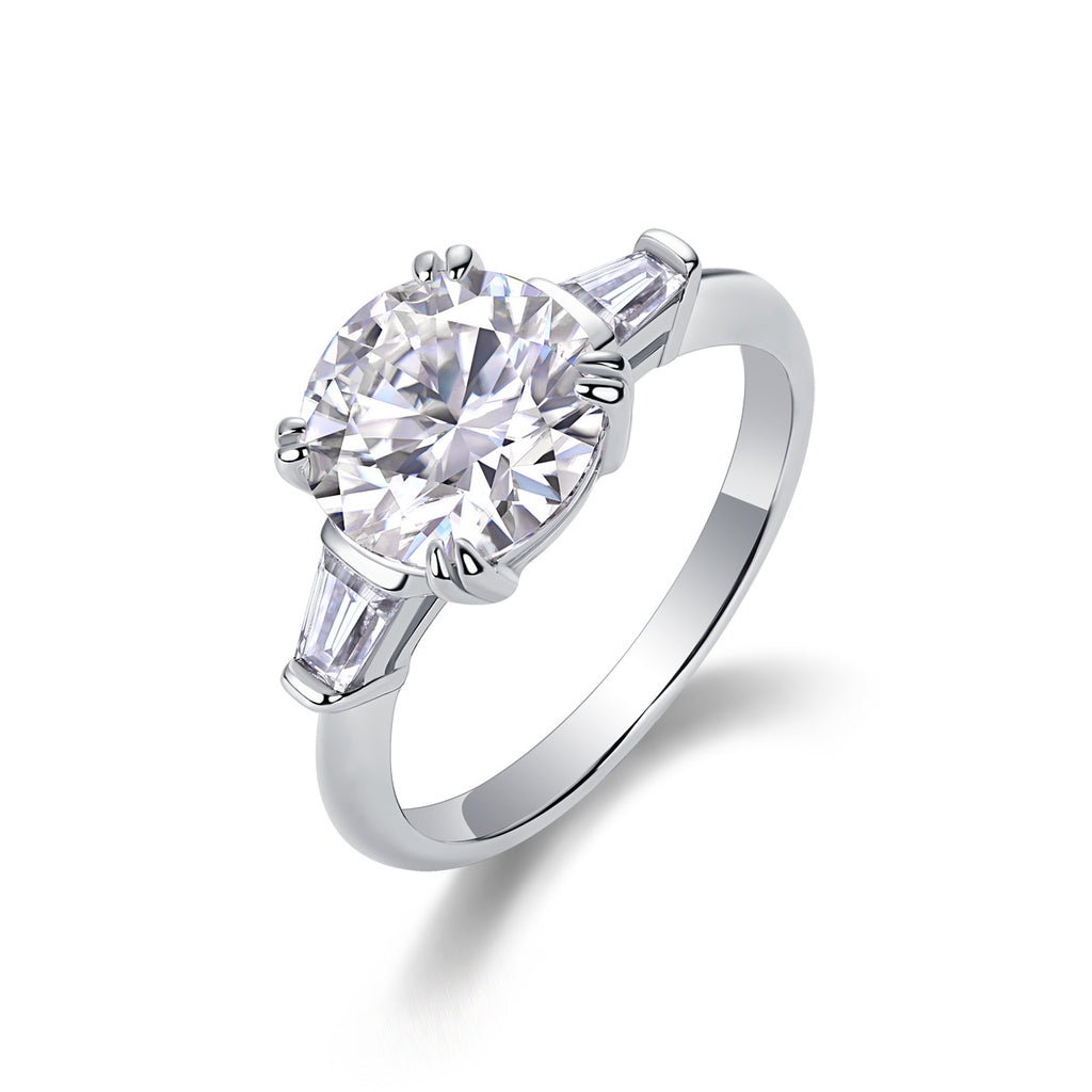 Shining Step By Step - A Fashionable Diamond Jewelry Piece Set With 3-carat Moissanite S925 Sterling Silver And Platinum Diamond Ring.