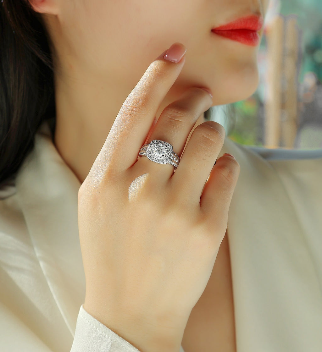 Starry Sky Crown - A Fashionable Jewelry Ring Set With 1-carat Moissan Diamond S925 Sterling Silver And Platinum-plated Diamond
